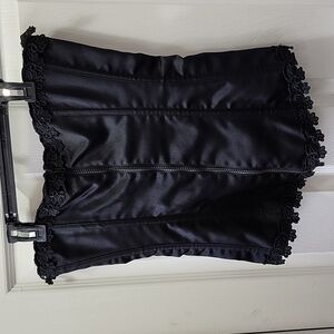 Satin zip front corset